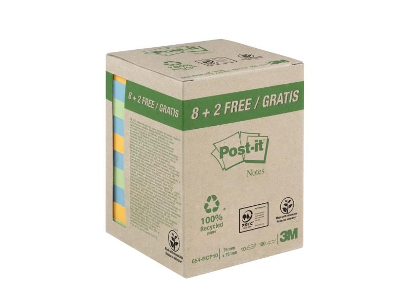 Post-it Fiche de bloc-notes Post-it Recycling Notes 7.6 cm x 7.6 cm