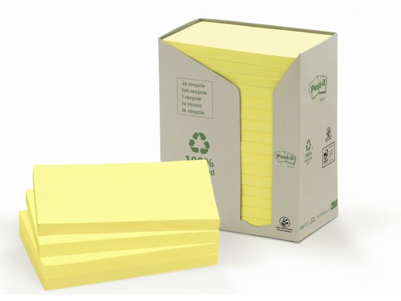 Post-it Fiche de bloc-notes Post-it Recycling Notes 7.6 cm x 12.7 cm Gelb
