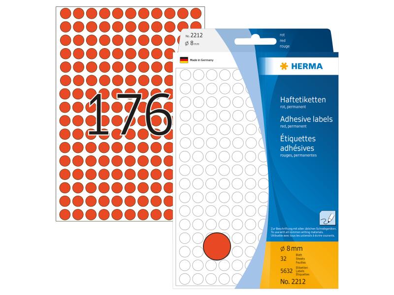 HERMA Étiquettes multi-usage 2212 Rouge, 32 feuilles