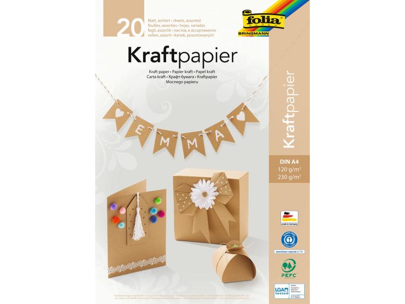 Folia Carton kraft Papier kraft A4 Uni 120/230 g/m², trié