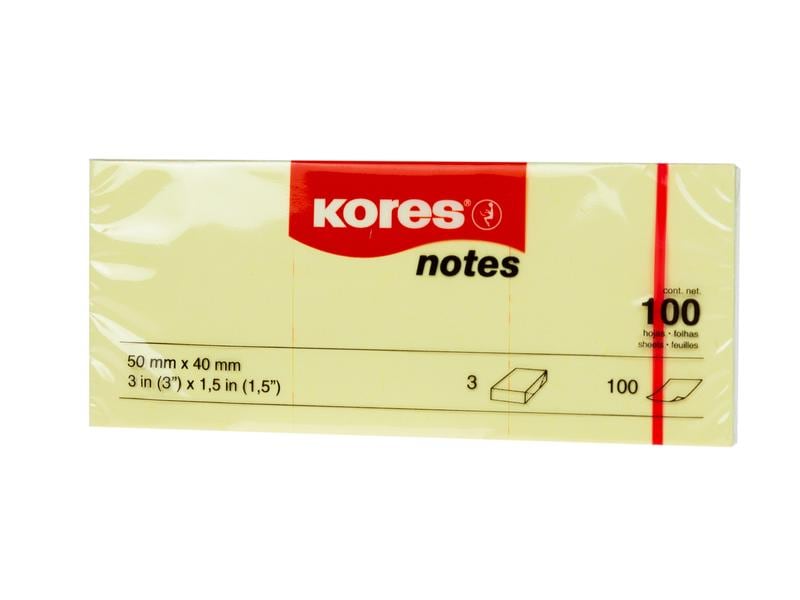 Kores Fiche de bloc-notes 5040, 5 x 4 cm, 36 blocs, Jaune