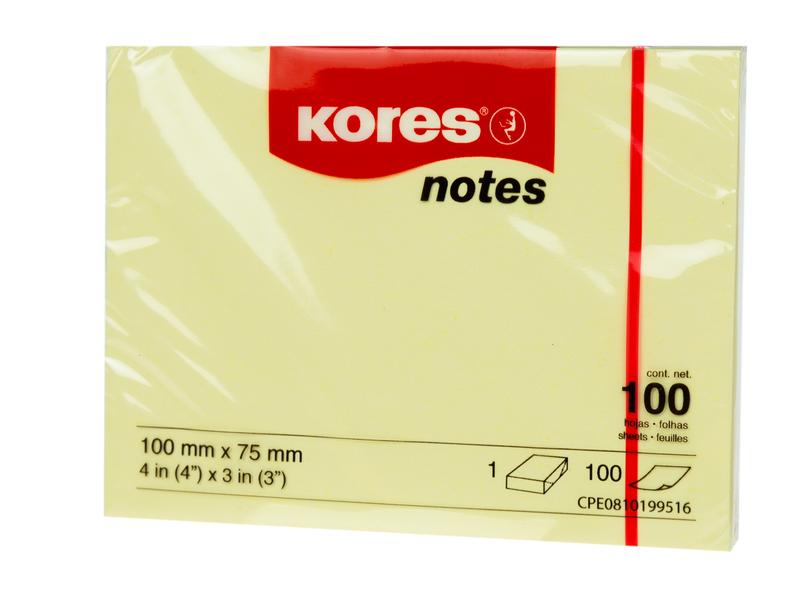 Kores Fiche de bloc-notes 10075, 10 x 7,5 cm, 12 blocs, Jaune
