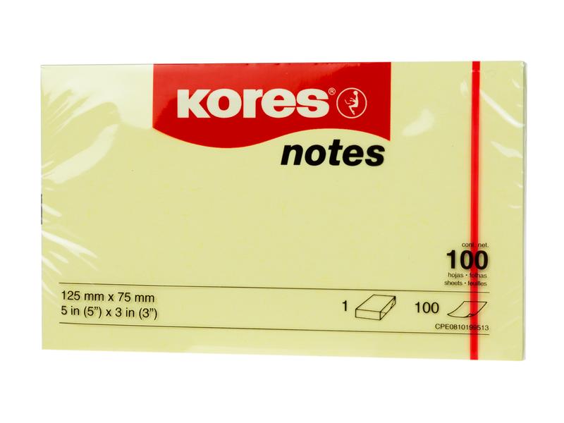 Kores Fiche de bloc-notes 12575, 12,5 x 7,5 cm, 12 blocs, Jaune