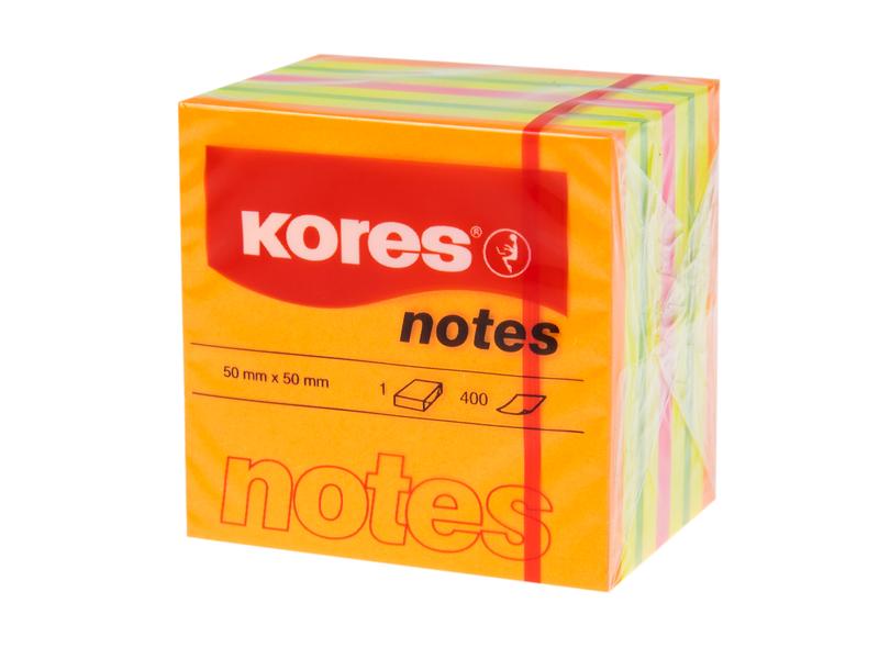 Kores Fiche de bloc-notes cube de néon 5 x 5 cm, 400 feuilles