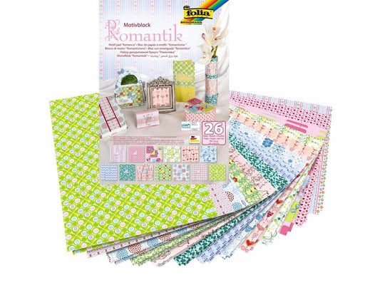 Folia Bloc de papier à motif Romantique Multicolore
