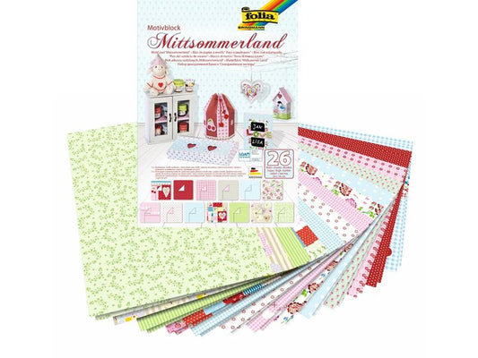 Folia Bloc de papier à motif Pays de l'été central Multicolore