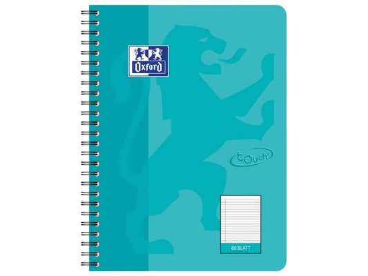 Oxford Carnet de notes Touch Collegeblock L27, B5, À lignes, Aqua, 5 pièces