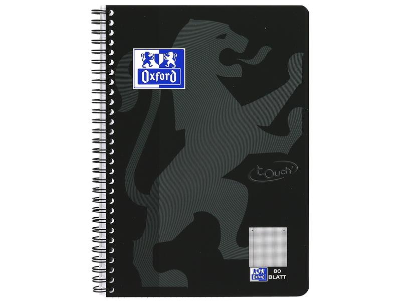 Oxford Carnet de notes Touchez le bloc-notes du collège L28, B5, À carreaux, Noir