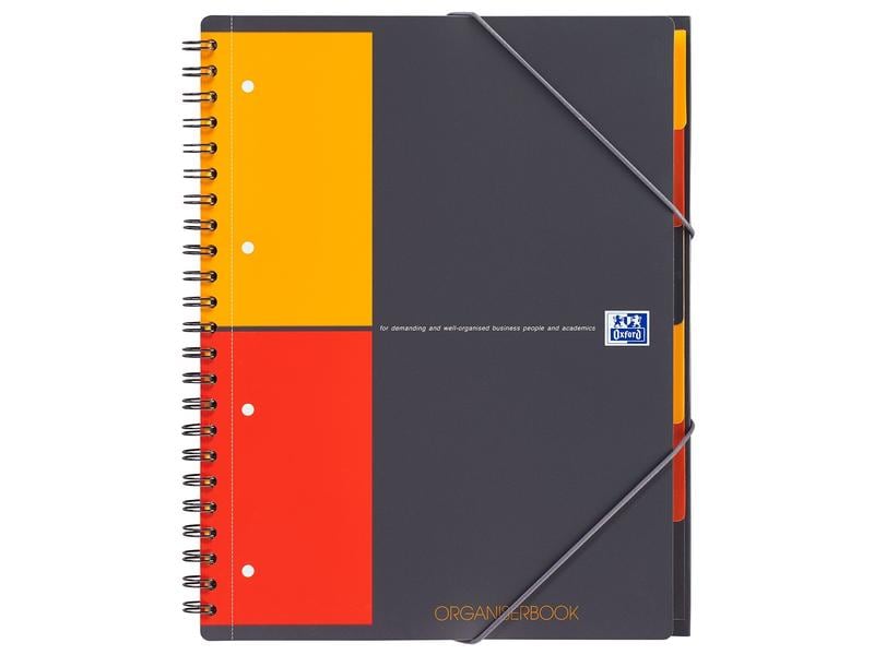 Oxford Carnet de notes International Organiserbook, A4 +, À carreaux, Gris