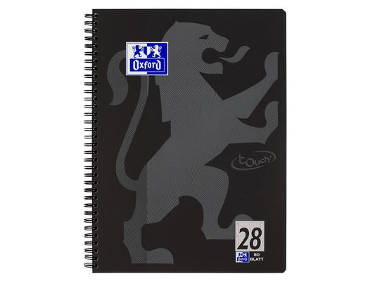 Oxford Carnet de notes Touchez le bloc-notes du collège L28, A4 +, À carreaux, Noir