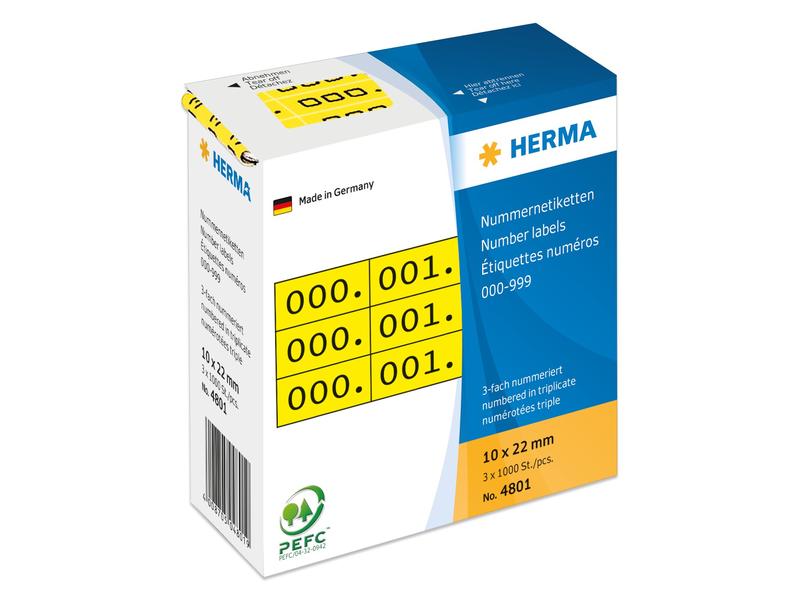 HERMA Étiquettes de numéros 4801 10 x 22 mm, jaune