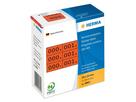 HERMA Étiquettes de numéros 4802 10 x 22 mm, rouge