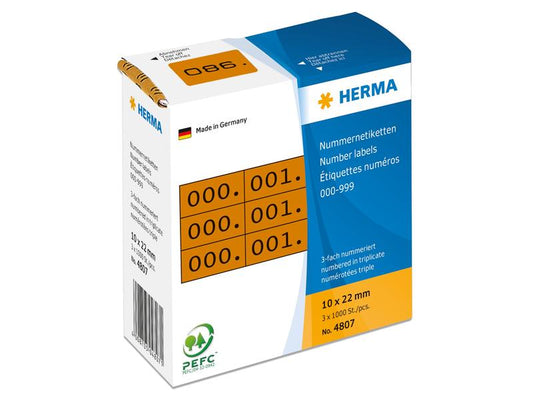 HERMA Étiquettes de numéros 4807 10 x 22 mm, marron