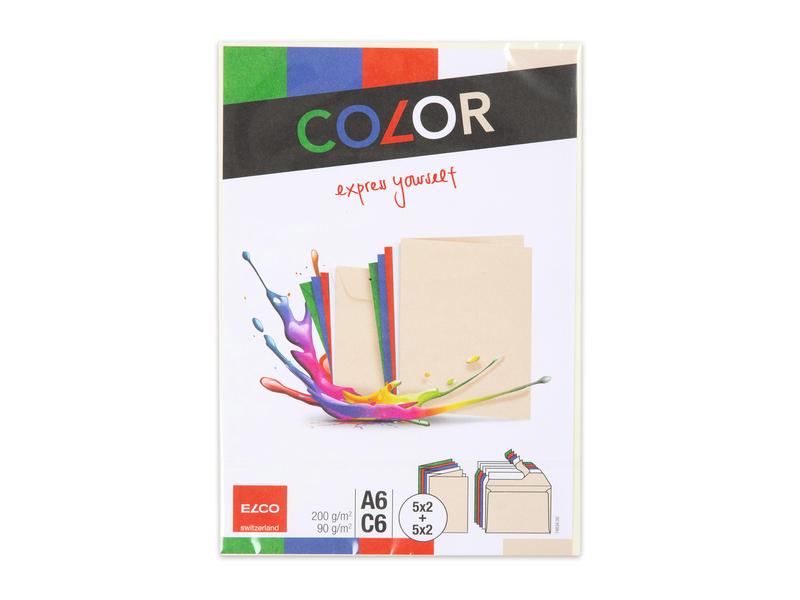 ELCO Carte double avec enveloppe Color A6/C6 Multicolore, 20 pièces