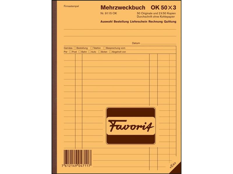 Favorit Cahier autocopiant A5 Livre multi-usage, bleu