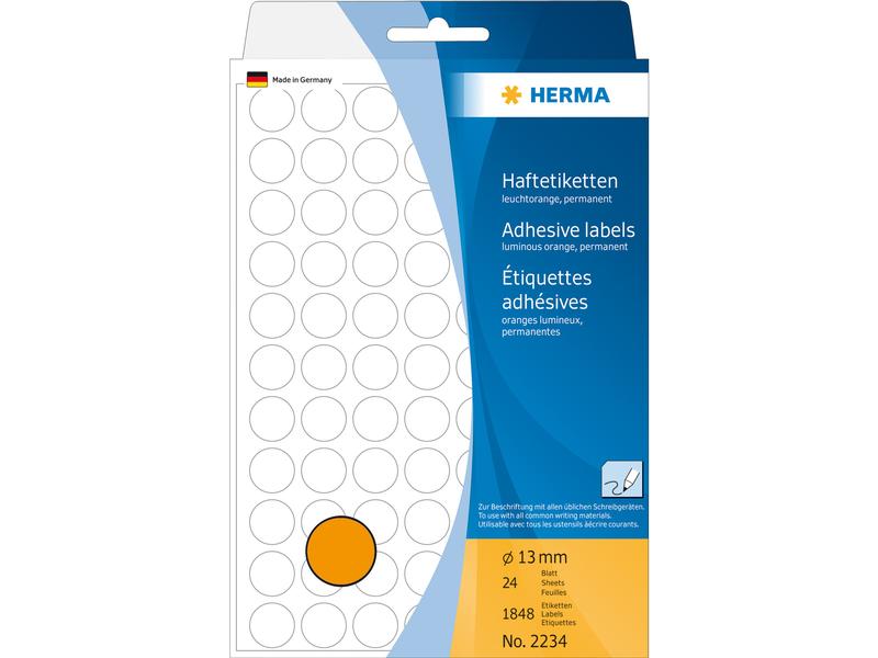 HERMA Étiquettes multi-usage 2234 Ø 13 mm, 32 feuille, orange
