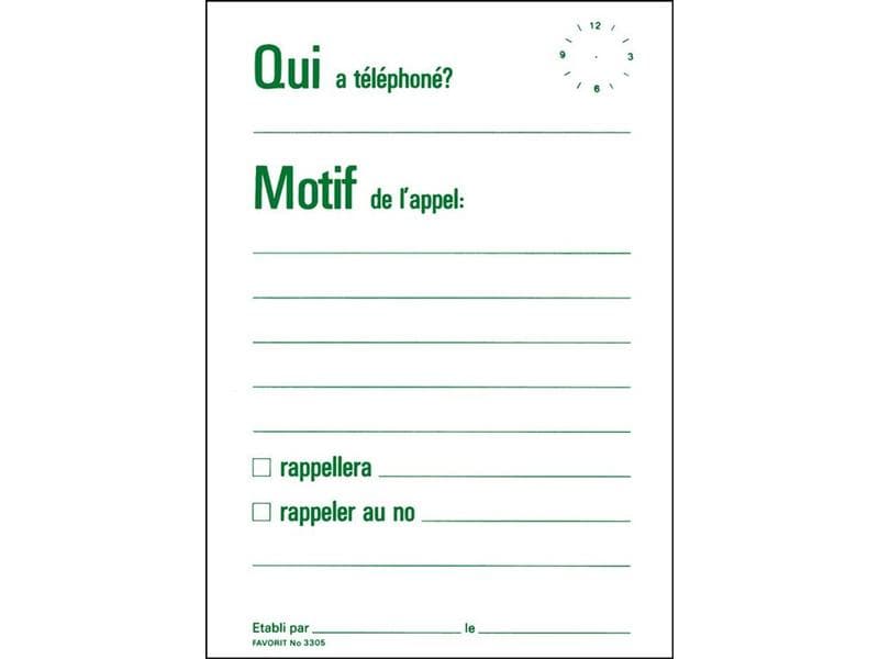 Favorit Bloc de messages téléphoniques Communication A6, français, 60 feuilles