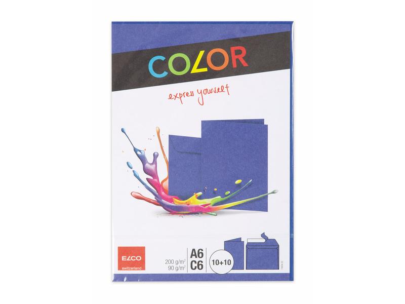 ELCO Carte double avec enveloppe Color A6/C6 Bleu, 20 Pièce/s