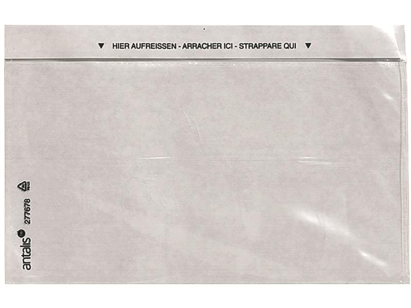 Antalis Pochette pour documents C6/5 sans impression, 1000 pièces, transparent