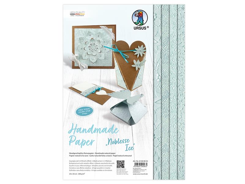 URSUS Papier de bricolage Noblesse 23 x 33 cm, 200 g/m², 8 feuilles, Ice