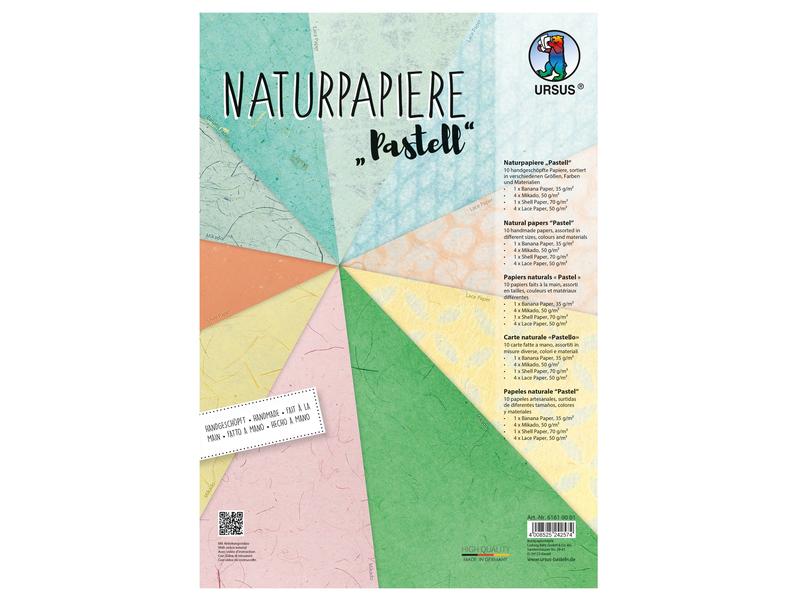 URSUS Papier de bricolage Pastel papier naturel 23 x 33 cm, 70 g/m², 10 feuilles