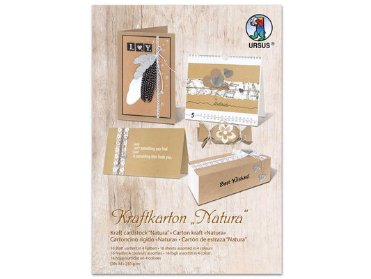 URSUS Papier de bricolage Natura A4, 250 g/m²,  16 Pièce/s, Marron