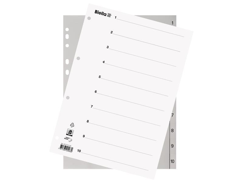 Biella Registre A4 1-10 Gris avec feuille d'index