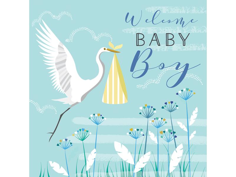Cart Carte de félicitations Welcome Baby Boy 16 x 16 cm