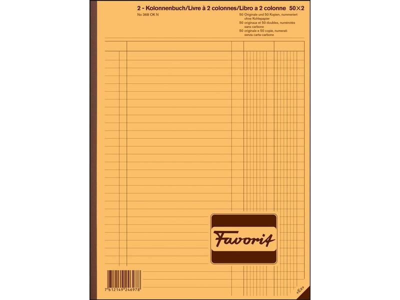 Favorit Bloc autocopiant 220 x 297 mm 2 colonnes