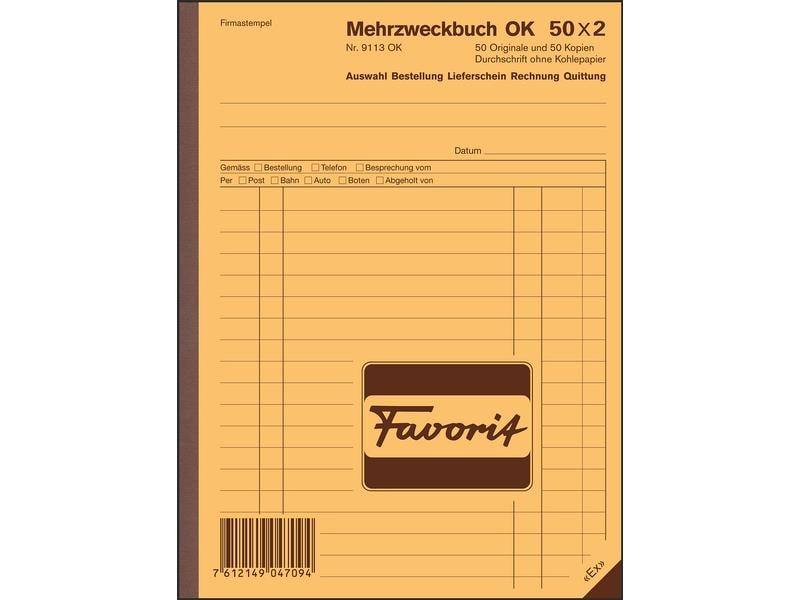 Favorit Bloc autocopiant 156 x 210 mm Livre à usages multiples, 50 x 2 feuilles