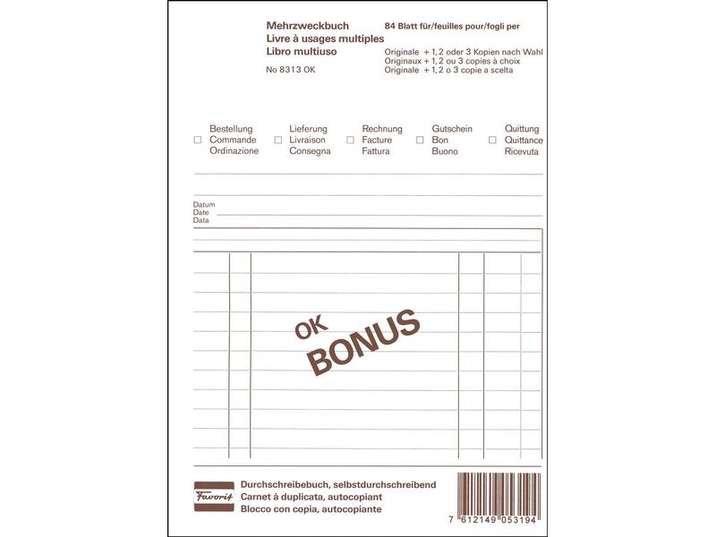 Favorit Bloc autocopiant 149 x 209 mm Bonus, 84 feuilles
