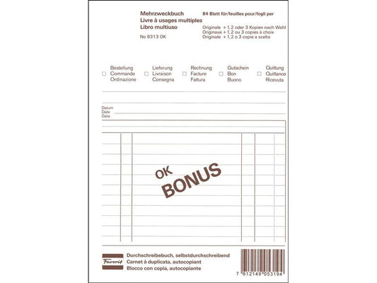 Favorit Bloc autocopiant 149 x 209 mm Bonus, 84 feuilles