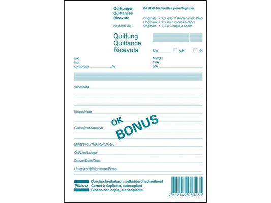 Favorit Bloc autocopiant 149 x 209 mm Bonus de recettes, 84 feuilles