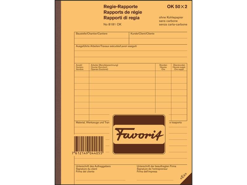 Favorit Bloc autocopiant 156 x 210 mm, Rapports du directeur