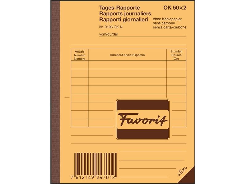 Favorit Bloc autocopiant 113 x 144 mm Rapports quotidiens
