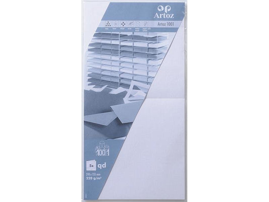 Artoz Carte vierge 1001, 15.5 x 15.5 cm, 5 feuilles. Fleurs blanches