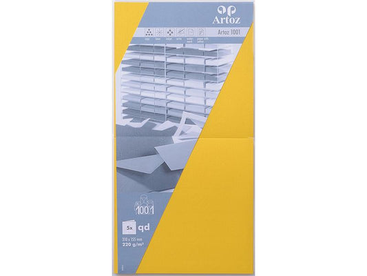 Artoz Carte vierge 1001, 15.5 x 15.5 cm, 5 feuilles, jaune soleil
