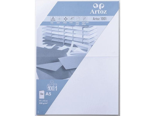 Artoz Carte vierge 1001, A5, 5 feuilles, fleur blanche