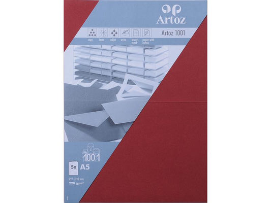 Artoz Carte vierge 1001, A5, 5 feuilles, rouge vin