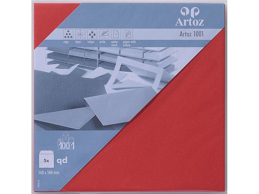 Artoz Enveloppe 1001, 16 x 16 cm, 5 Pièce/s, Rouge