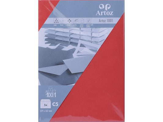 Artoz Enveloppe 1001, C5, 5 Pièce/s, Rouge