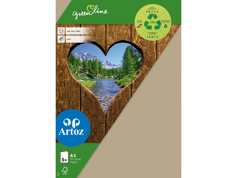 Artoz Carte vierge Green Line A5, 5 pièces, brun clair
