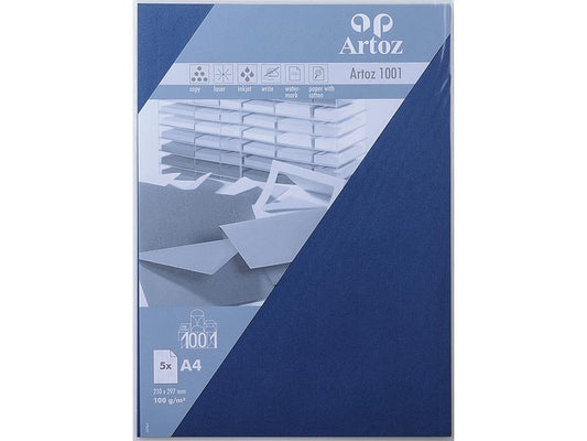 Artoz Papier à lettres 1001 A4 100 g/m² 5 feuilles, Bleu classique