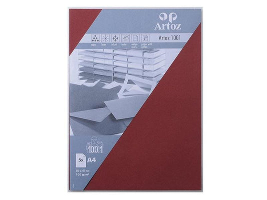 Artoz Papier à lettres 1001 A4 100 g/m² 5 feuilles, rouge vin