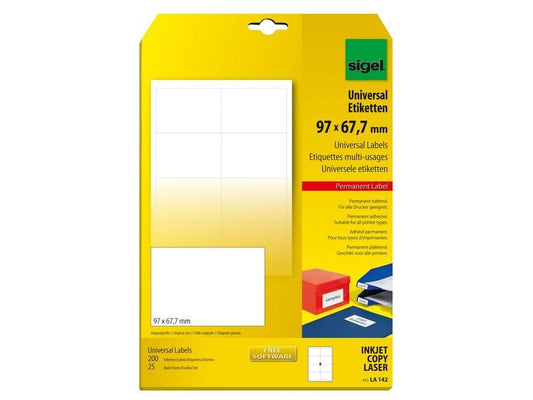Sigel Étiquettes universelles 9.7 x 67.7 cm, 25 feuilles, blanc