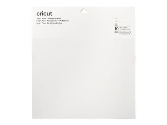 Cricut Papier autocollant Smart 30.5 x 30.5 cm, 10 feuilles, Blanc