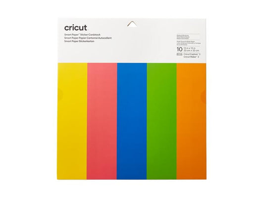 Cricut Papier autocollant Smart 30.5 x 30.5 cm, 10 feuilles, Multicolore