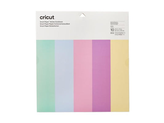 Cricut Papier autocollant Smart 30.5 x 30.5 cm, 10 feuilles, Couleurs pastel
