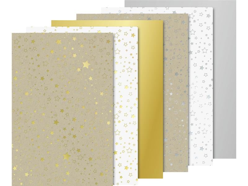 Heyda Carton de bricolage Étoiles A4, 220 g/m², 12 feuilles