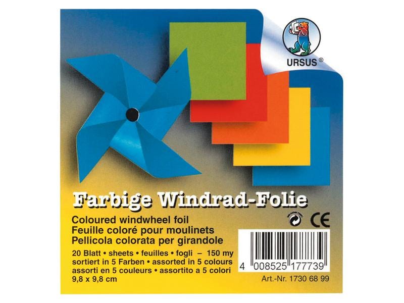 URSUS Feuilles origami pour les éoliennes 9.8 x 9.8 cm, 20 feuilles